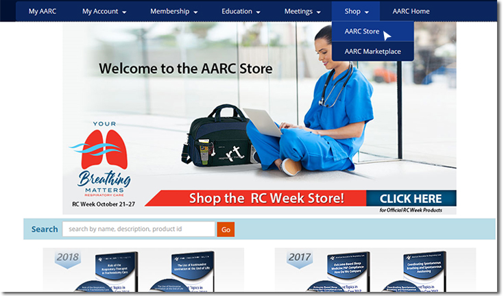 screenshot of aarc store